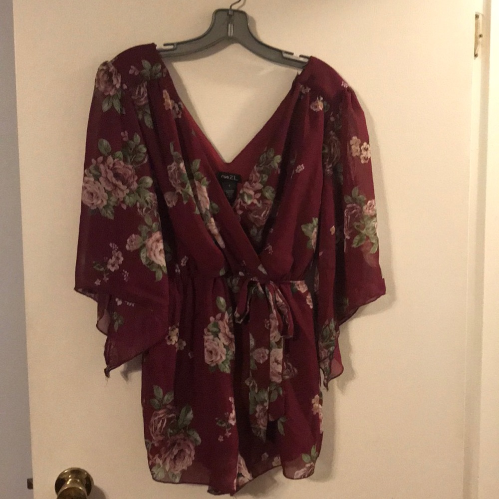 Rue 21 wine color floral romper